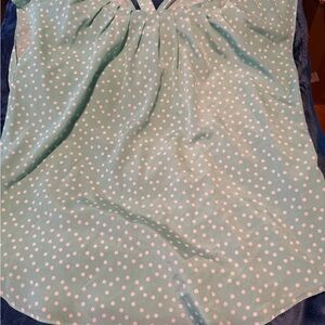 LC Lauren Conrad Mint Green Polka Dot Blouse